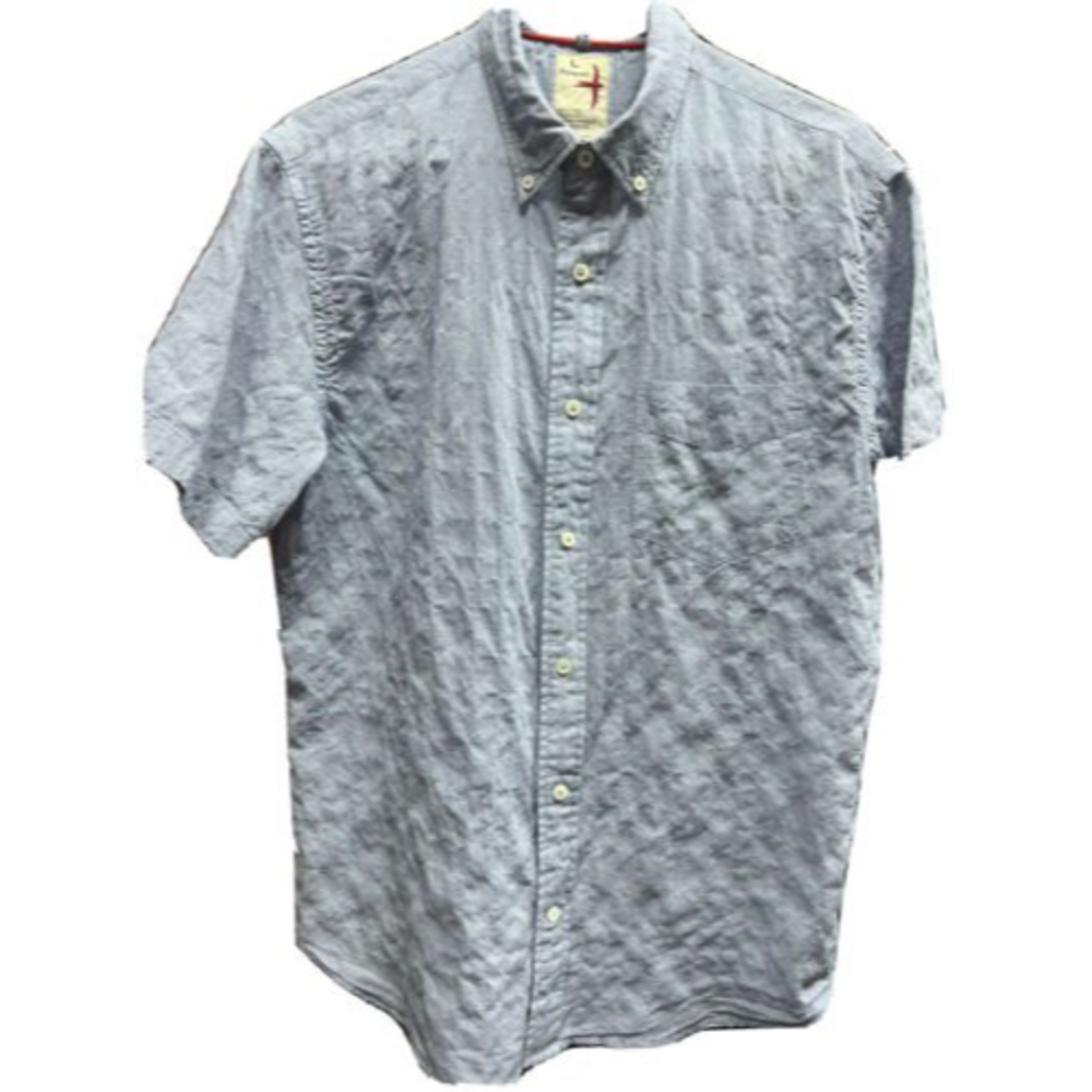 Relwen Men's Short Sleeve Button Up Shirt Blue/White Check Size L